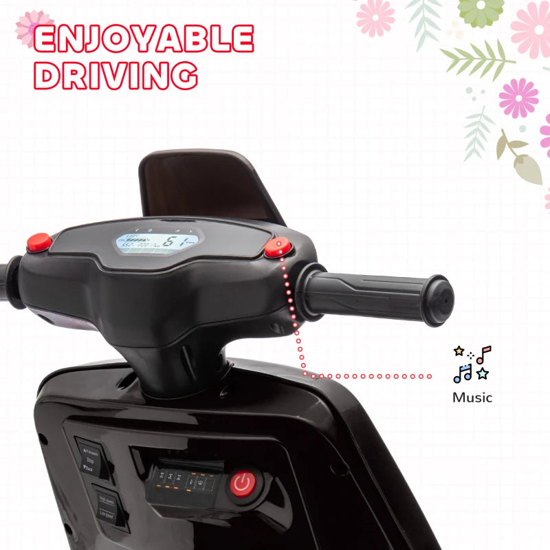 6V Ride on Motorbike, Kids Electric Motorbike w/ Headlights, Music, Training Wheels, for Ages 18-36 Months, Black