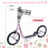 Stunt Scooter, Kids Scooter with 16" Big Wheels, Adjustable Height, Dual Brakes, for Ages 5+ Years, Pink
