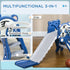 3 in 1 Baby Slide for Indoor Use with Climber, Basketball Hoop, Basketball, for Ages 18-36 Months - Blue