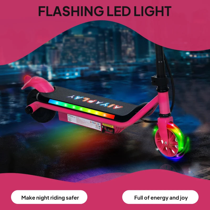 Electric Scooter for Kids Aged 6-14 Years, with Colourful Lights, Pink