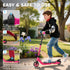 Electric Scooter, 120W Motor E-Scooter, Adjustable Height, Rear Brake for Ages 6+ Years - Pink