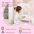 Kids Vanity Table and Chair Set with Tri-Folding Mirror and Stool, Makeup Dressing Table with Drawer, White