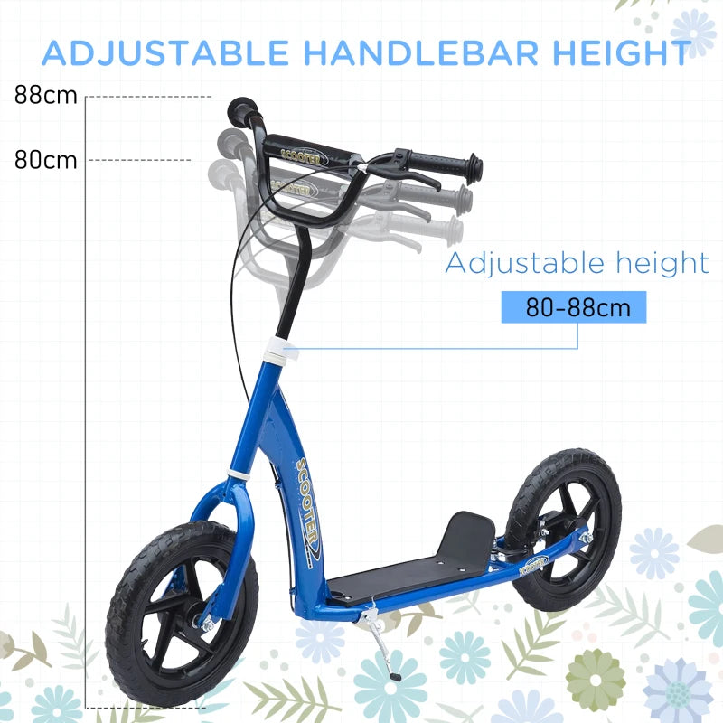 Kids Scooter Kick Scooter, with 12" EVA Tyres, Rear Brake, Big Wheels Scooter for 5-12 Years , Blue