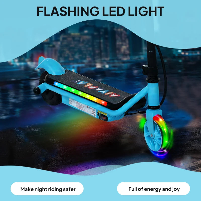 Electric Scooter for Kids Aged 6-14 Years, with Colourful Lights, Blue