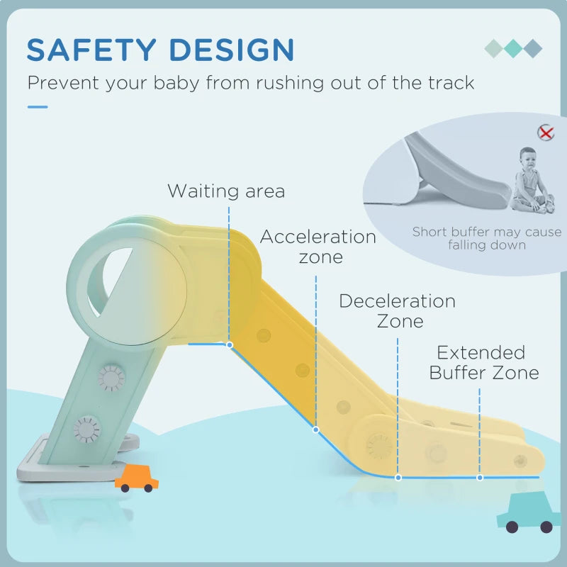 Foldable Kids Slide, Freestanding Baby Slide, for Ages 1.5-3 Years, Grey & Green