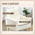 Armchair, Upholstered Accent Chair with Wood Legs and Wide Padded Seat, Teddy Occasional Chair, Cream White