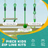 7-Piece Kids Zip Line Kit for Garden, 10m Kids Slackline Kit with Wooden Monkey Bars, Metal Rings, Gripping Balls, Green