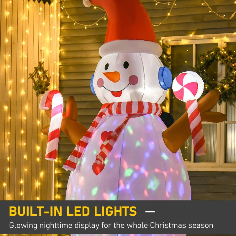 8ft Christmas Inflatable Snowman with Candy, Rotating Lighted for Home Indoor Outdoor Garden Lawn Decoration Party Prop