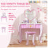 Kids Dressing Table Set, Vanity Table with Stool, Mirror, Drawer, Desktop Storage, Heart Theme, Pink