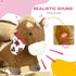 Kids Rocking Horse, with Safety Harness, Sounds, Foot Pedals - Brown