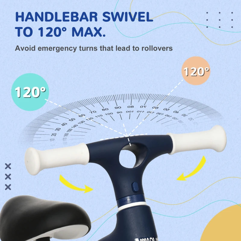 Baby Balance Bike, with Adjustable Seat, for 1.5-3 Years - Blue