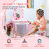 Kids Dressing table Set w/ Mirror, Stool, Drawer, Cute Patterns, for Ages 3-6 Years - Pink