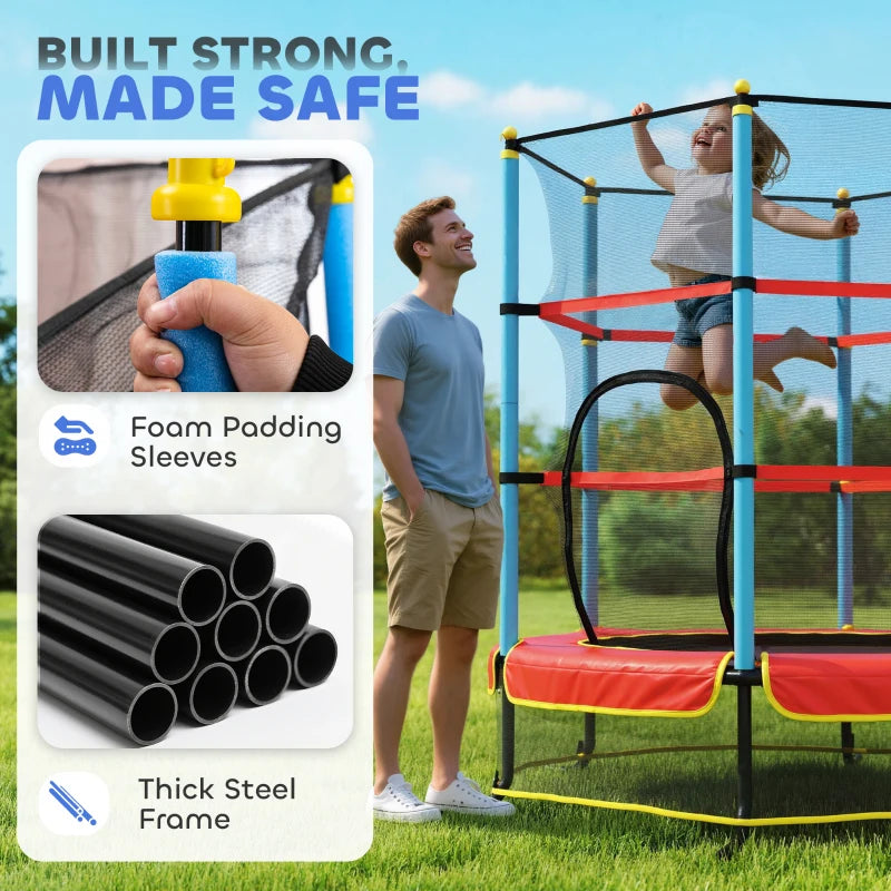Kids Trampoline, with Safety Net, for Ages 3-10 Years