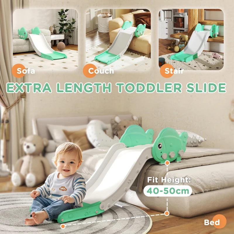 Kids Sofa Slide with 130cm Extended Length, HDPE Toddler Slide for Sofa, Bed, Stairs, Easy Assemble & Storage, Green