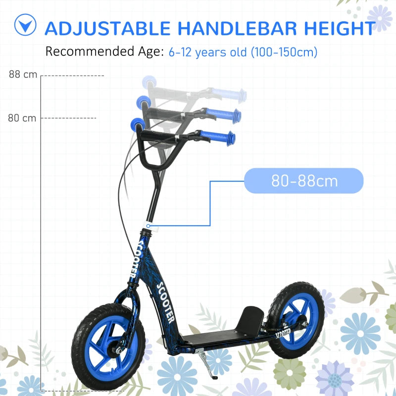 Kids Scooter with Adjustable Handlebar, Children's Kick Scooter with Non-slip Footplate, Rear Brake, Kickstand, Blue
