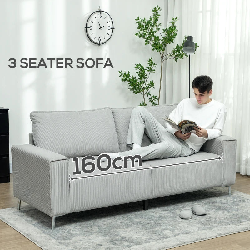Three-Seater Corduroy - Light Grey