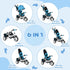 6 in 1 Kids Trike with Parent Handle, Canopy, 5-point Safety Belt, Storage, Footrest, Brake, for 1-5 Years, Blue
