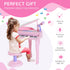 37 Keys Kids Mini Electronic Keyboard Children Grand Piano with Stool Microphone Light Musical Instrument Educational Game Toy Set (Pink)