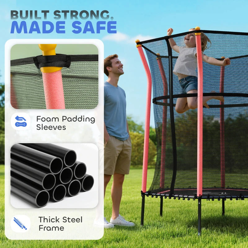 Kids Trampoline Mini Bouncer with Enclosure Safety Net For Ages 3-10 Years - Red
