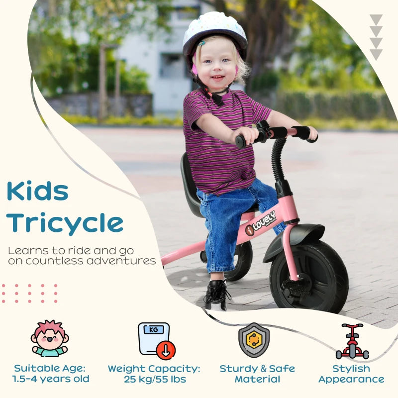 Kids Trike Toddler Tricycle Children Ride on 3 Wheels Bike For 1.5 - 4 Years Pink