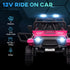 12V Battery Powered Kids Ride-On Car, Electric Truck w/ Spring Suspension, Remote, Music, Horn, Lights, Pink