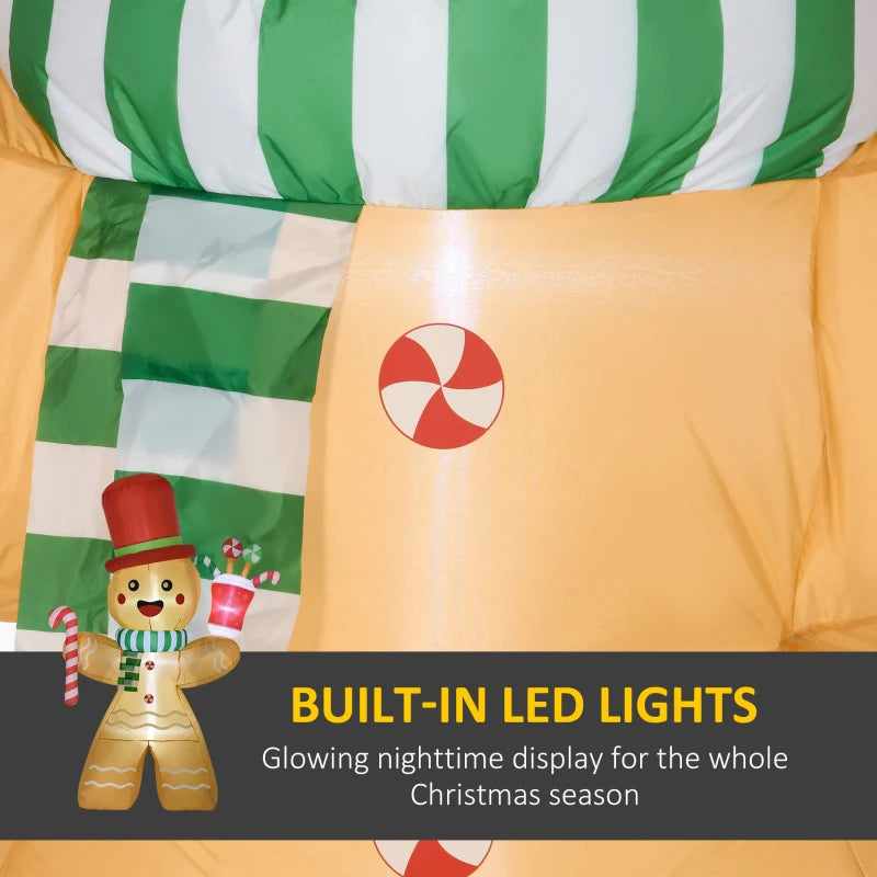7.5ft Christmas Inflatable Gingerbread Man with Candy Cane and LED Lights, Blow-Up Outdoor LED Garden Display for Lawn, Party