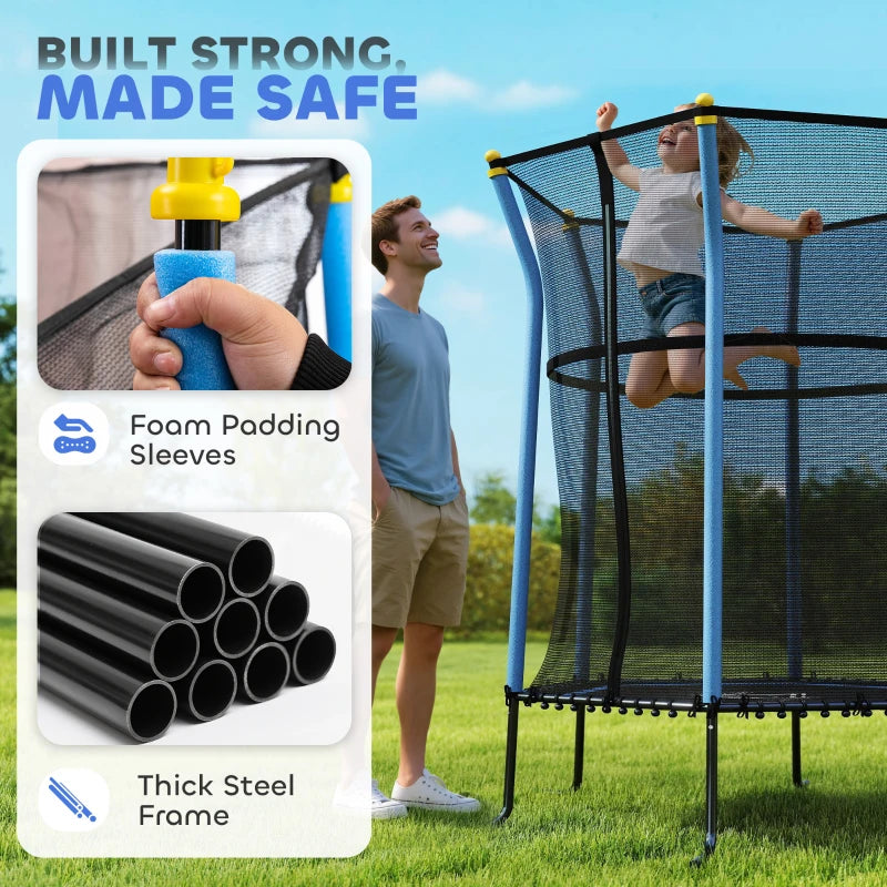 Kids Trampoline Mini Bouncer with Enclosure Safety Net For Ages 3-10 Years - Blue