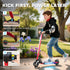 Folding Electric Scooter for Kids, with Dual Brakes, Front Suspension, LED Colourful Lights, Red