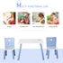 3 Pcs Kids Table & Chairs Set w/ Wood Legs Safe Corners Cute Stars Seating Mini Furniture Home Playroom Bedroom Dining Room Blue