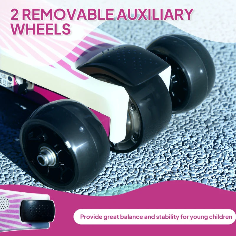 Electric Scooter for Kids Aged 4-7 Years, with Flashing LED Lights, Rear Auxiliary Wheels, Purple