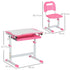 Kids Desk and Chair Set, Student Adjustable Writing Desk, with Drawer, Pen Slot, Hook - Pink