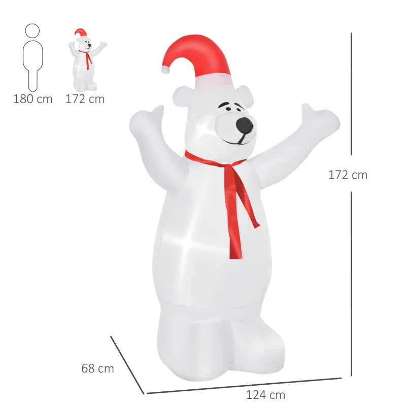 6ft Tall Outdoor Inflatable Bear Airblown Projection Holiday Christmas Lawn Décor