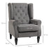 Retro Accent Chair, Linen Wingback Armchair with Wood Frame Button Tufted Design for Living Room Bedroom, Dark Grey