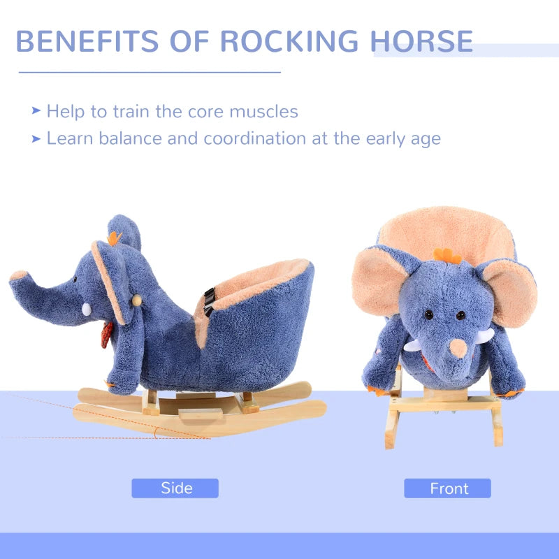 Children Rocking Seat with Sound, Elephant-Blue/Beige