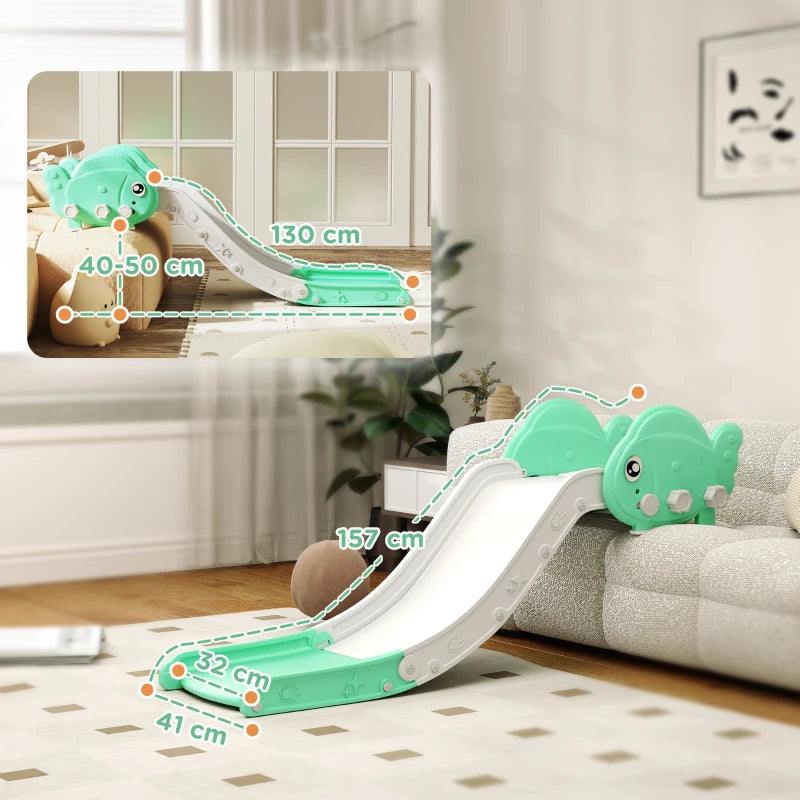 Kids Sofa Slide with 130cm Extended Length, HDPE Toddler Slide for Sofa, Bed, Stairs, Easy Assemble & Storage, Green