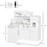 Kids Play Kitchen Wooden Toy Kitchen Cooking Set for Children with Drinking Fountain, Microwave, and Fridge White
