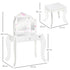 Kids Vanity Table and Chair Set with Tri-Folding Mirror and Stool, Makeup Dressing Table with Drawer, White