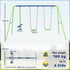 Metal Garden Swing Set Height Adjustable Children Outdoor Backyard Play Set for Toddlers Over 3 Years Old, Green