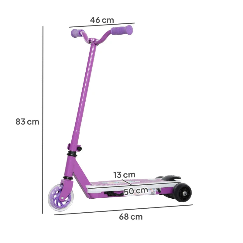 Electric Scooter for Kids Aged 4-7 Years, with Flashing LED Lights, Rear Auxiliary Wheels, Purple