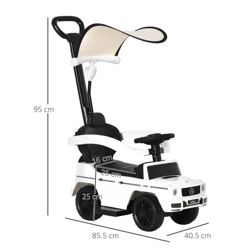 3 in 1 Kids Children Ride on Push Car Toddler Sliding Car G350 Licensed Walker Foot to Floor Slider Push-Along with Horn Steering Wheel NO POWER Manual, White
