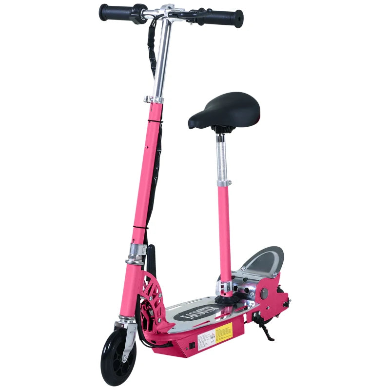 Foldable Powered Scooter with Adjustable Seat, Brake, Pink