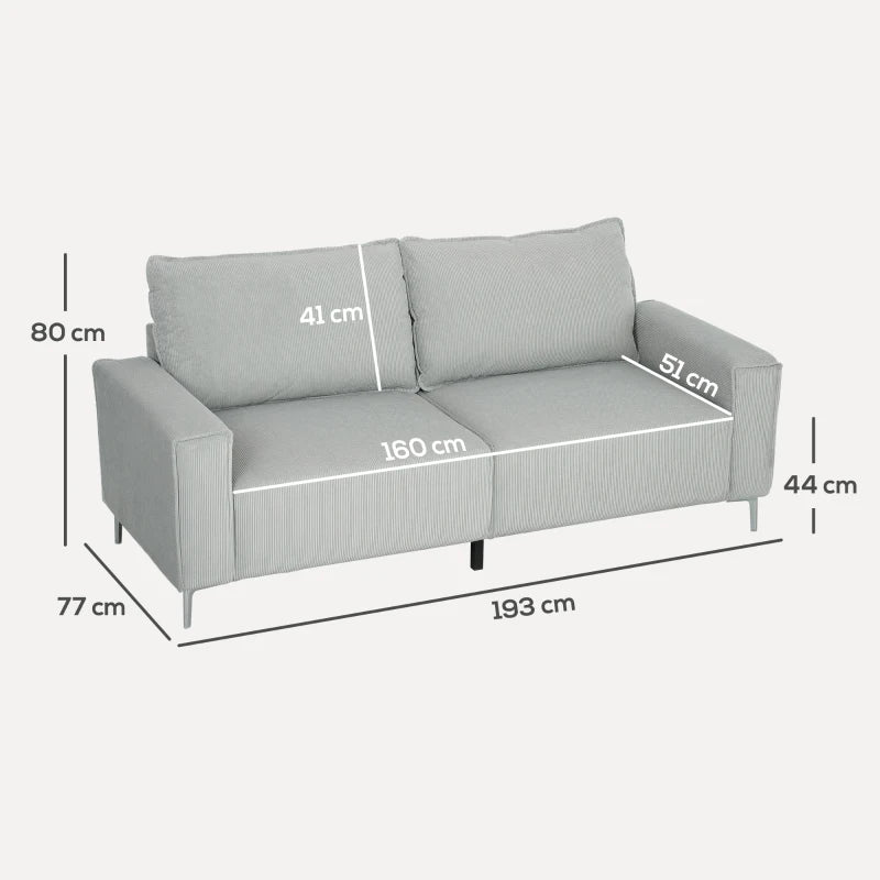 Three-Seater Corduroy - Light Grey