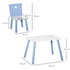 3 Pcs Kids Table & Chairs Set w/ Wood Legs Safe Corners Cute Stars Seating Mini Furniture Home Playroom Bedroom Dining Room Blue