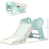 Foldable Kids Slide, Freestanding Baby Slide, for Ages 1.5-3 Years, Grey & Green