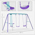 Metal Swing Set, with Seesaw, Adjustable Height, for Ages 3+ Years, Purple