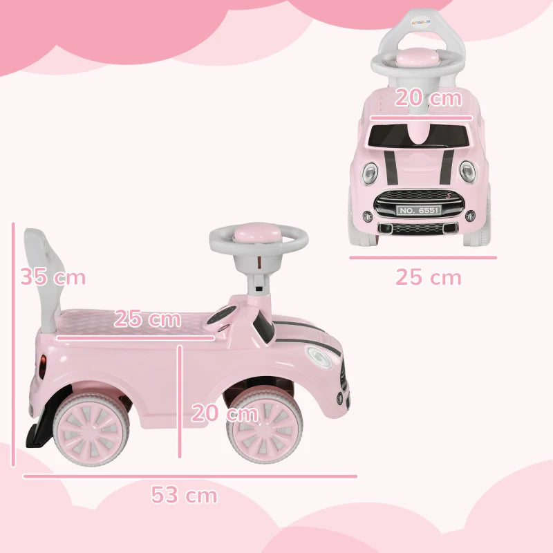 Foot To Floor Ride On Car Sliding Car w/ Air Horn, Anti-Over-Backwards, 18 to 36 Months - Pink