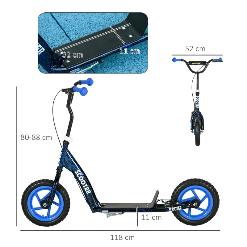 Kids Scooter with Adjustable Handlebar, Children's Kick Scooter with Non-slip Footplate, Rear Brake, Kickstand, Blue