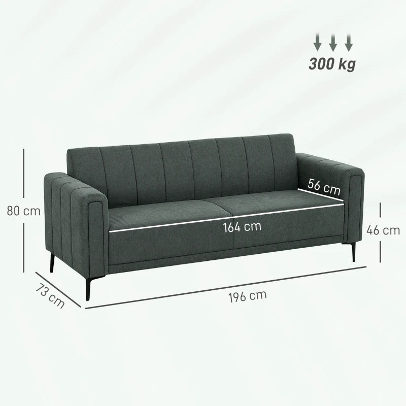Three-Seater Relaxed Modern Sofa - Grey