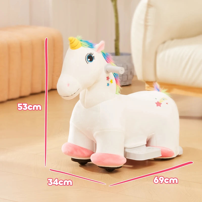 6V Electric Ride on Unicorn, Battery Powered Kids Ride on Animal Toy with Music, Forward Control, for Ages 18-36 Months