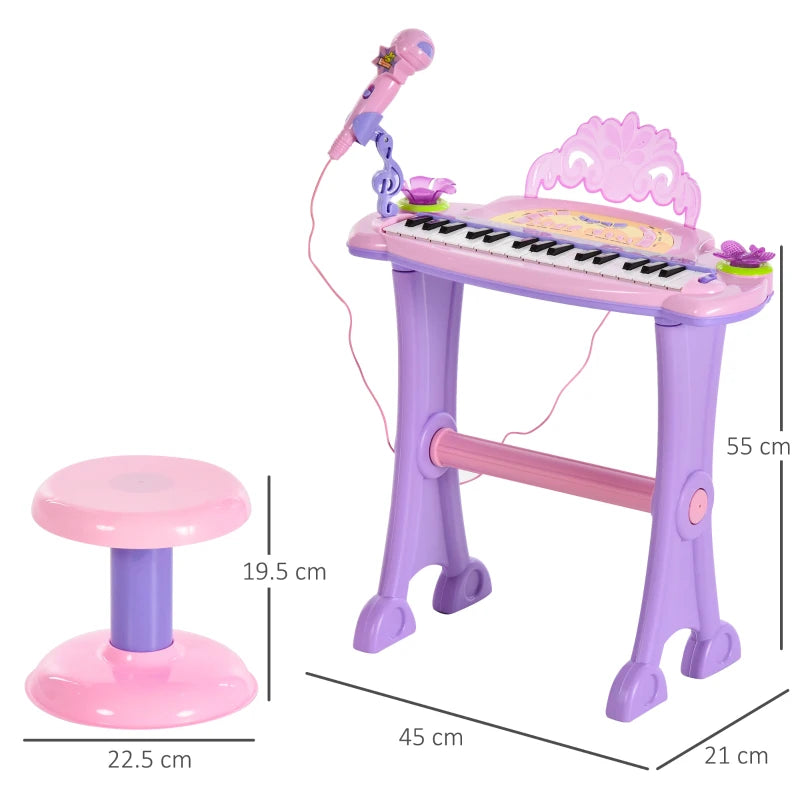 32 Keys Kids Mini Electronic Keyboard Musical Instrument Educational Game Toy Children Grand Piano Stool Microphone